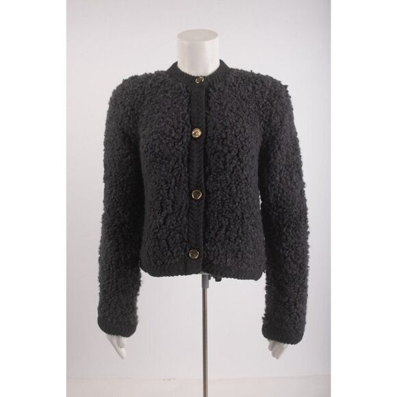 Massimo Dutti Womans Cardigan Sweater Size S Boucle Wool Gray 5668/523 NWT - Picture 1 of 6
